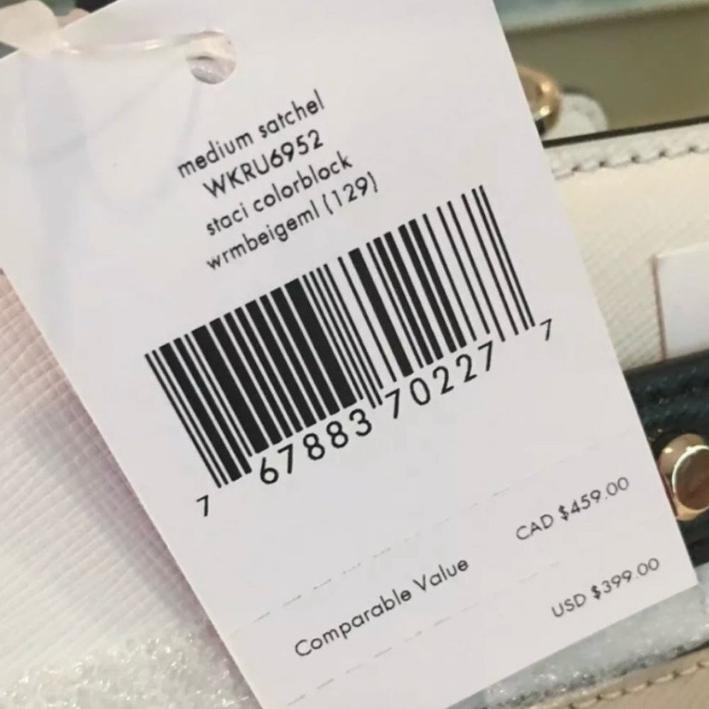 Kate Spade Medium Satchel Purse Staci Colorblock WKRU6952 Black Cream Tan White - Picture 4 of 12